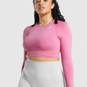 Vital Seamless 2.0 Long Sleeve Crop Top - Pink Marl - Medium